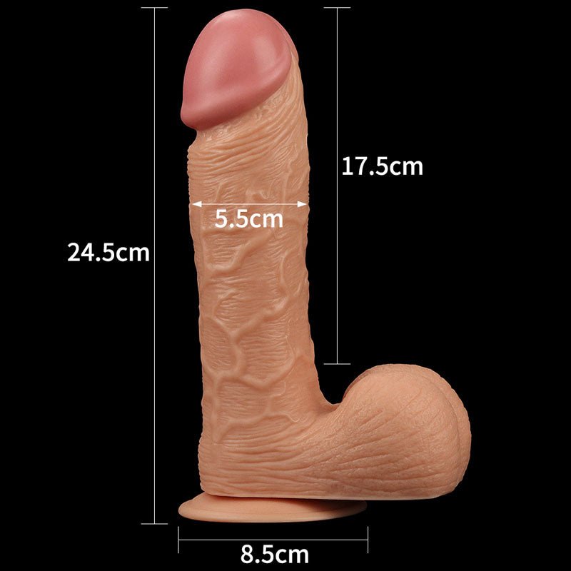 King Size 9'' Realistic Dildo - Flesh 23 cm Dong - Silk and Sin