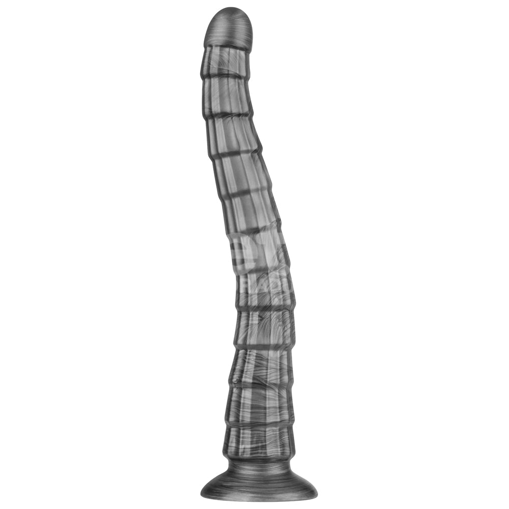 King Sized Vibrating Vibrax Slider - Grey 36.8 cm (14.5'') USB Rechargeable Vibrating Dildo - Silk and Sin