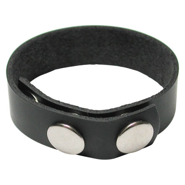 KinkLab 3 Snap Cock Ring - Black Leather Adjustable Cock Ring - Silk and Sin