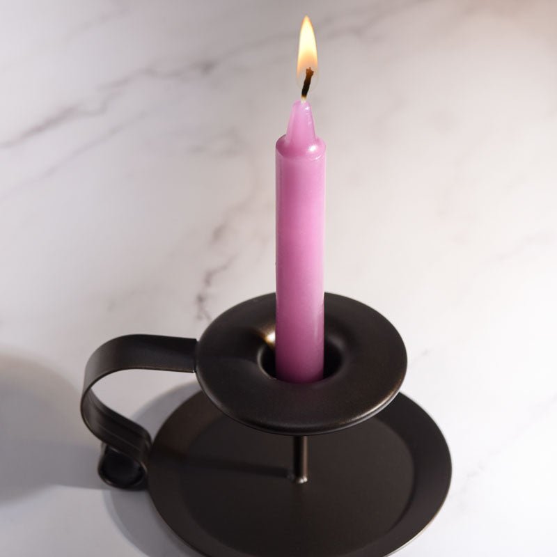 LaCire Drip Pillar Candles - Violet - Violet Drip Candles - Set of 3 - silkandsin