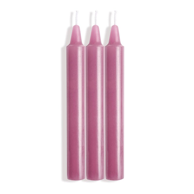 LaCire Drip Pillar Candles - Violet - Violet Drip Candles - Set of 3 - silkandsin