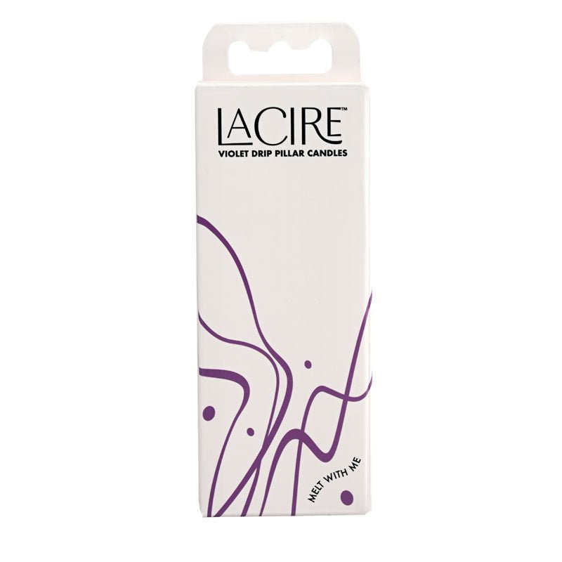 LaCire Drip Pillar Candles - Violet - Violet Drip Candles - Set of 3 - silkandsin