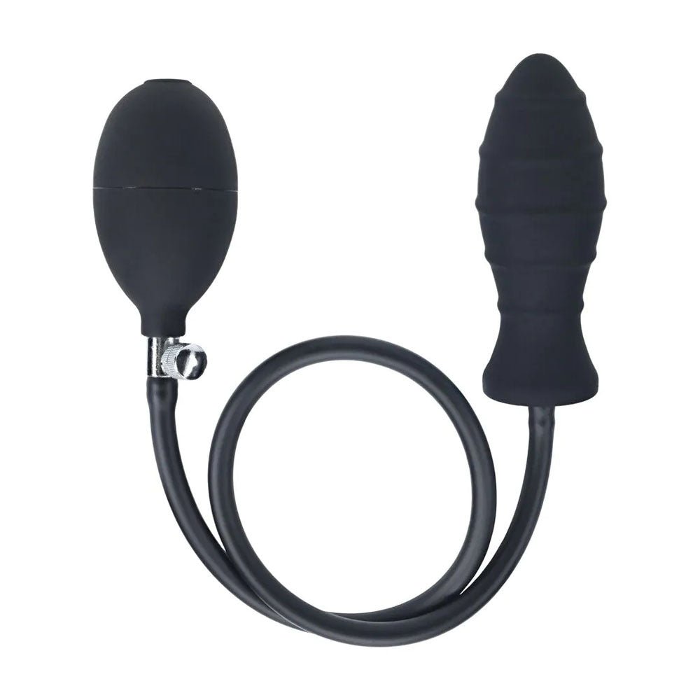 LEVELZ Ribbed Inflatable Anal Plug - Black Inflatable Butt Plug - Silk and Sin