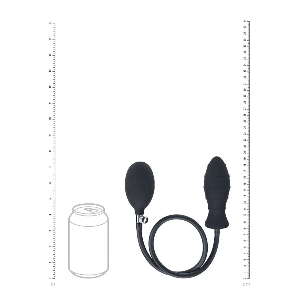 LEVELZ Ribbed Inflatable Anal Plug - Black Inflatable Butt Plug - Silk and Sin
