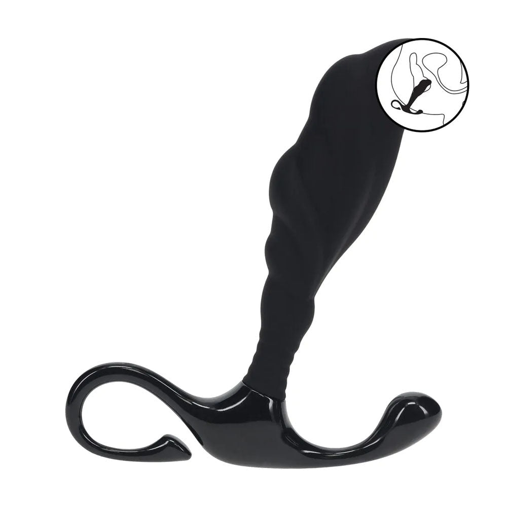 LEVELZ Rippled with Hard Loop Prostate Massager - Large - Black Large Prostate Massager - Silk and Sin