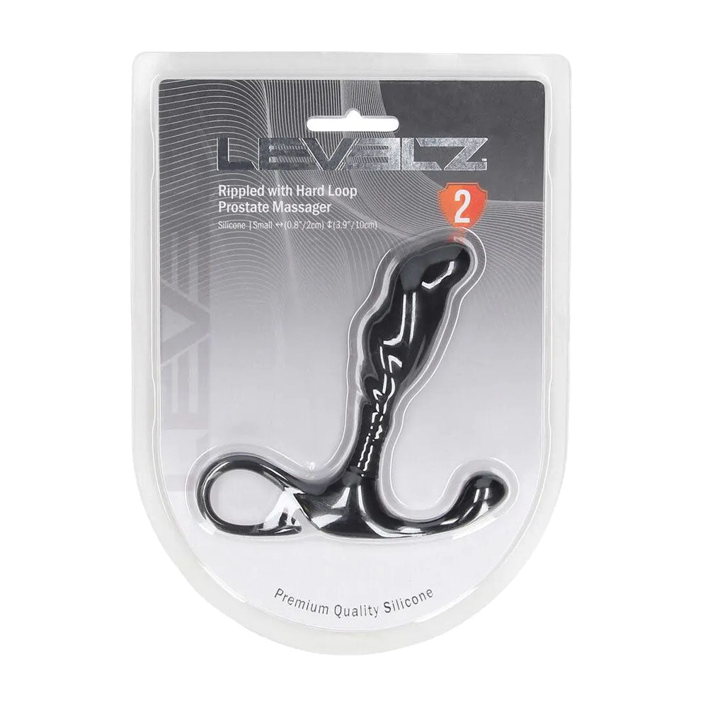 LEVELZ Rippled with Hard Loop Prostate Massager - Small - Black Small Prostate Massager - Silk and Sin