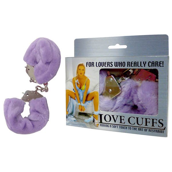 Love Cuffs - Purple Fluffy Skin Hand Cuffs - Silk and Sin