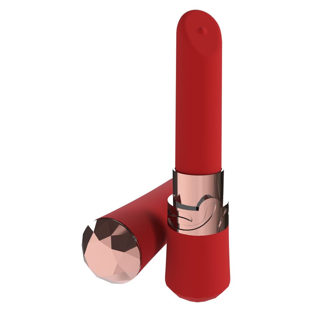 LOVELINE Dahlia - Red - Red 12.5 cm USB Rechargeable Lipstick Vibrator - Silk and Sin