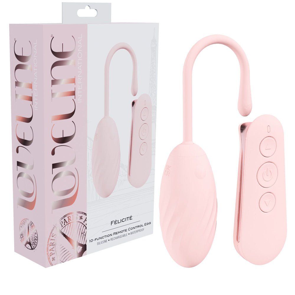 LOVELINE Felicite - Pink - Pink USB Rechargeable Vibrating Egg with Wireless Remote - Silk and Sin