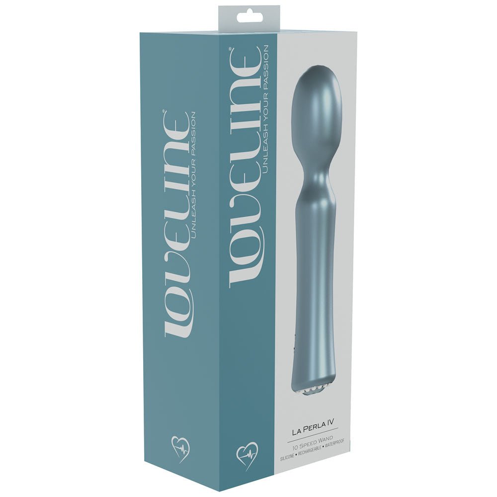 LOVELINE La Perla IV - Blue - Pearlescent Blue 19.2 cm USB Rechargeable Massage Wand - Silk and Sin