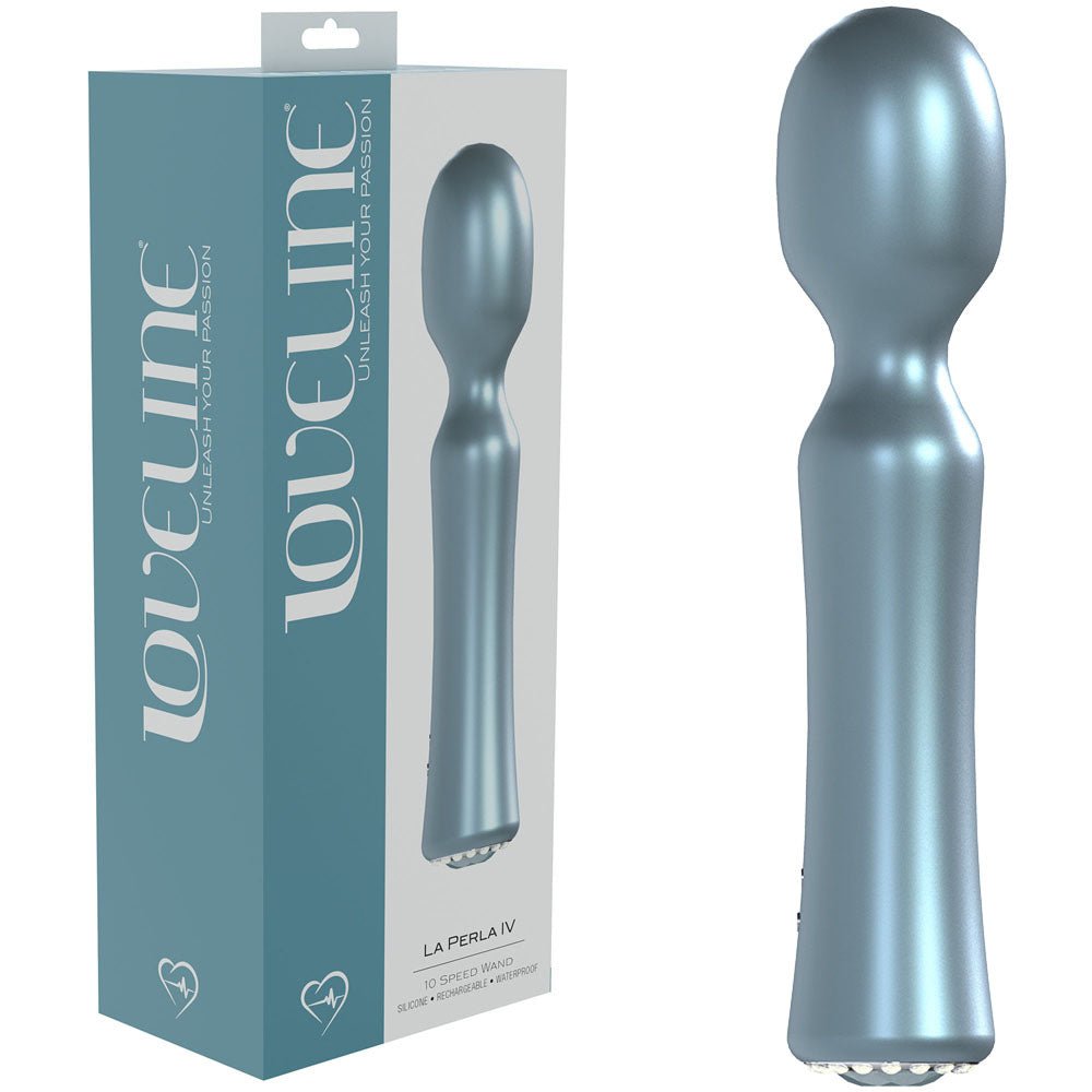 LOVELINE La Perla IV - Blue - Pearlescent Blue 19.2 cm USB Rechargeable Massage Wand - Silk and Sin