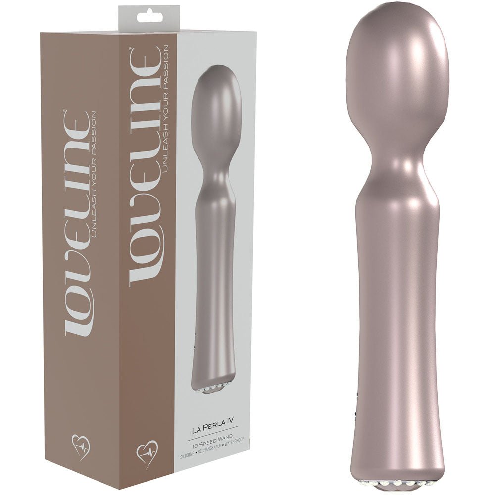 LOVELINE La Perla IV - Pink - Pearlescent Pink 19.2 cm USB Rechargeable Massage Wand - Silk and Sin