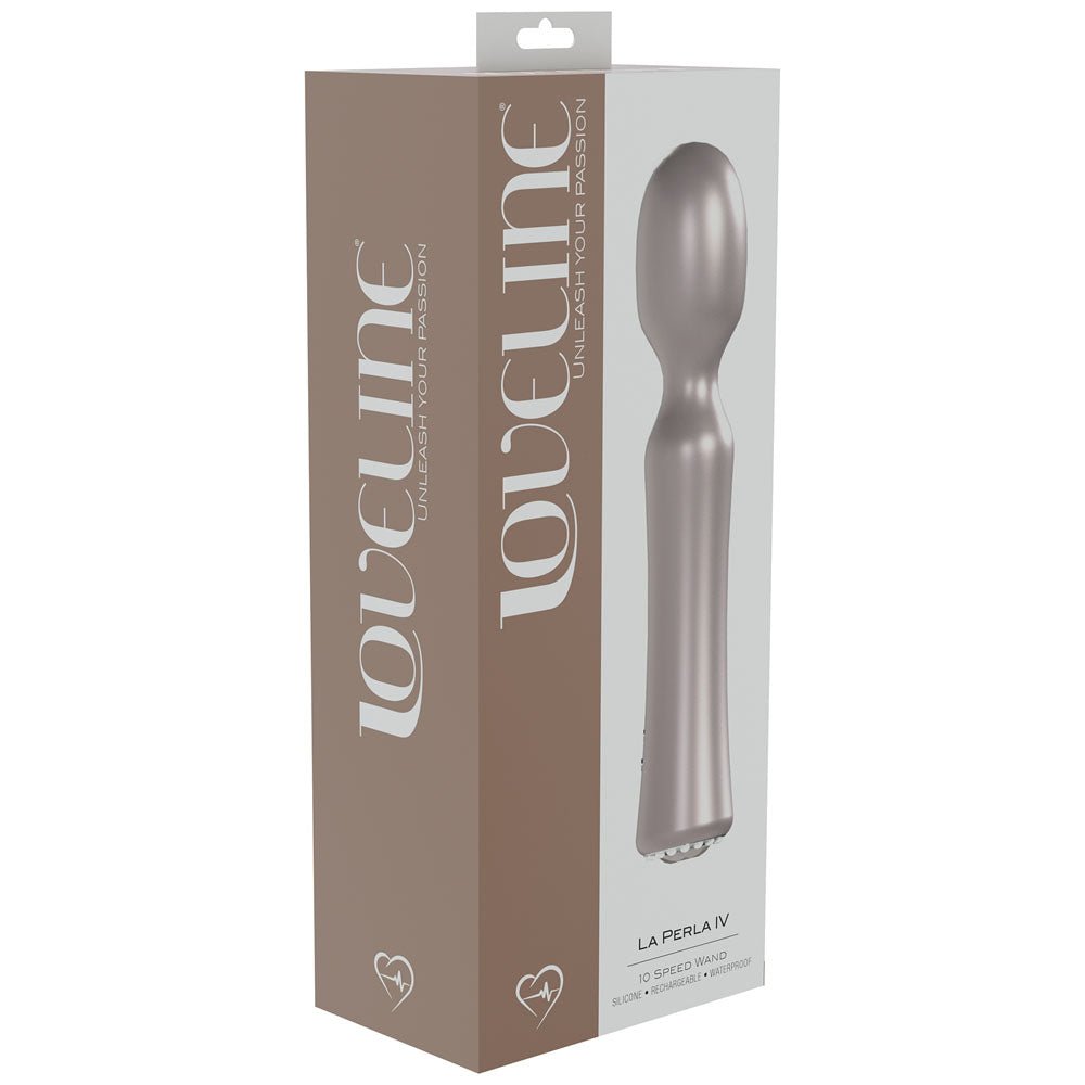 LOVELINE La Perla IV - Pink - Pearlescent Pink 19.2 cm USB Rechargeable Massage Wand - Silk and Sin