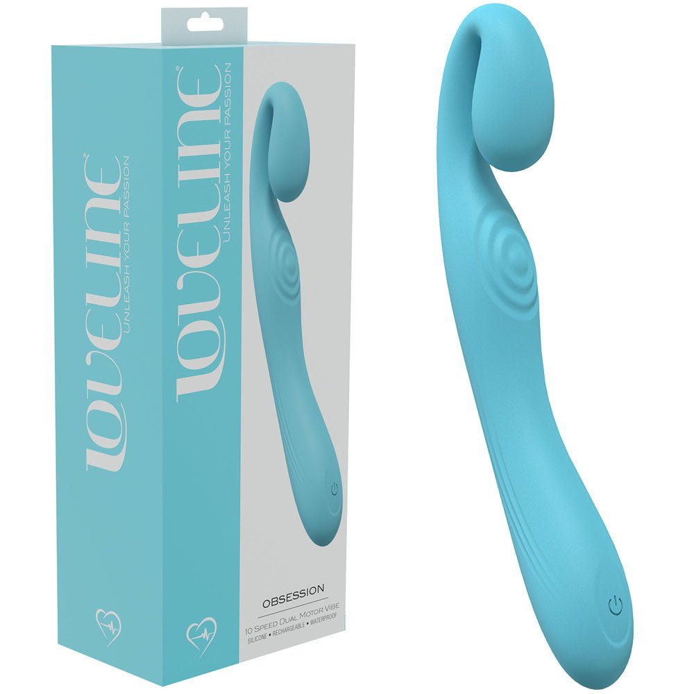 LOVELINE Obsession - Blue - Blue 18.4 cm USB Rechargeable Vibrator - Silk and Sin