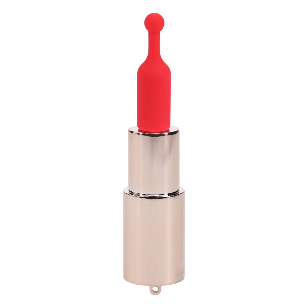 LOVELINE Sparkle - Red 8.3 cm USB Rechargeable Lipstick Vibrator - silkandsin