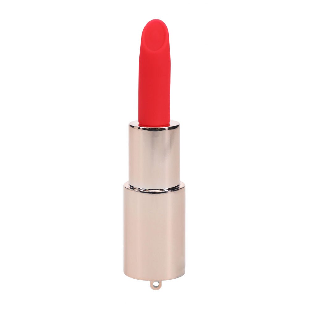 LOVELINE Sparkle - Red 8.3 cm USB Rechargeable Lipstick Vibrator - silkandsin