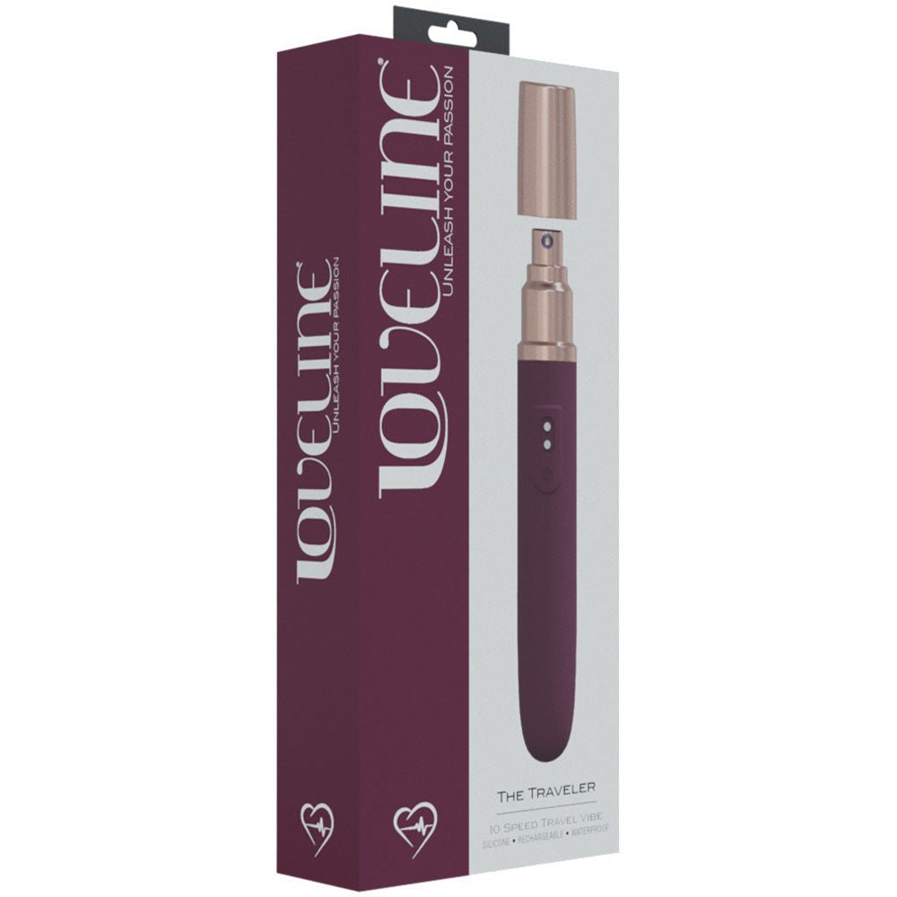 LOVELINE The Traveler - Burgundy - Burgundy 17.6 cm USB Rechargeable Vibrator with Lube Applicator - Silk and Sin
