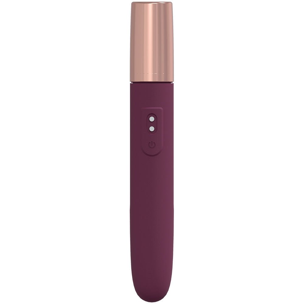 LOVELINE The Traveler - Burgundy - Burgundy 17.6 cm USB Rechargeable Vibrator with Lube Applicator - Silk and Sin