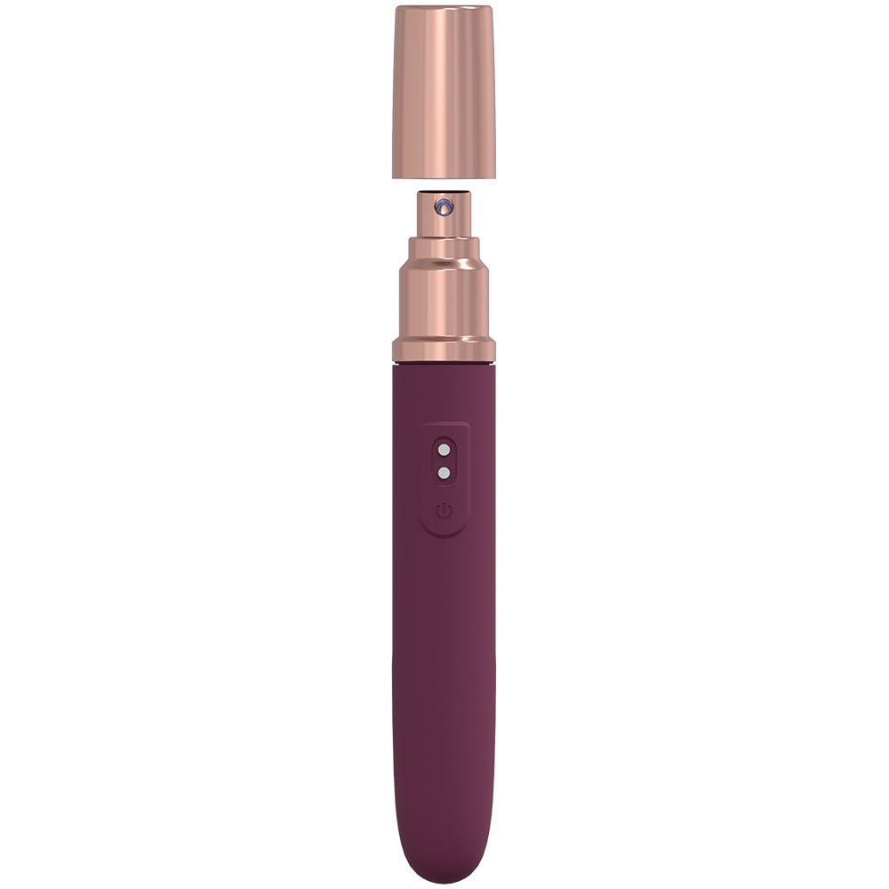 LOVELINE The Traveler - Burgundy - Burgundy 17.6 cm USB Rechargeable Vibrator with Lube Applicator - Silk and Sin