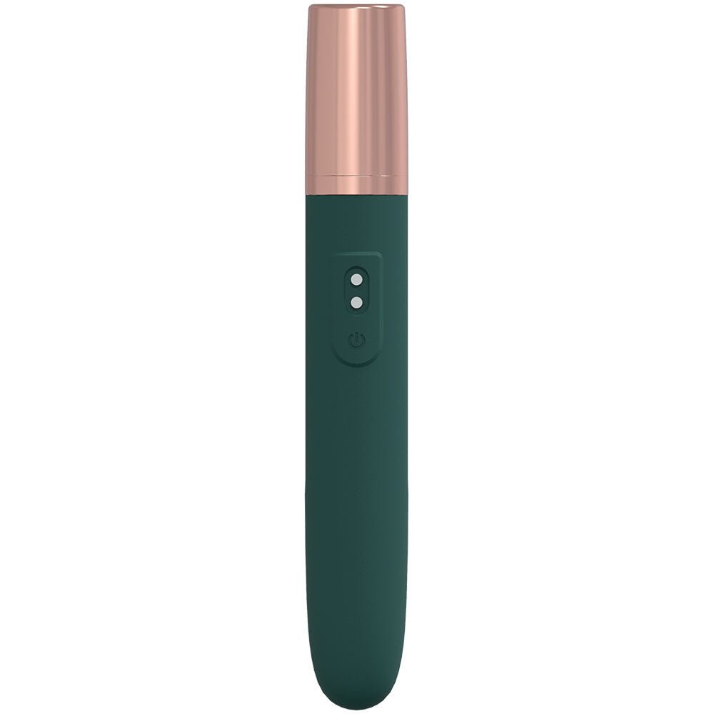 LOVELINE The Traveler - Green - Green 17.6 cm USB Rechargeable Vibrator with Lube Applicator - Silk and Sin