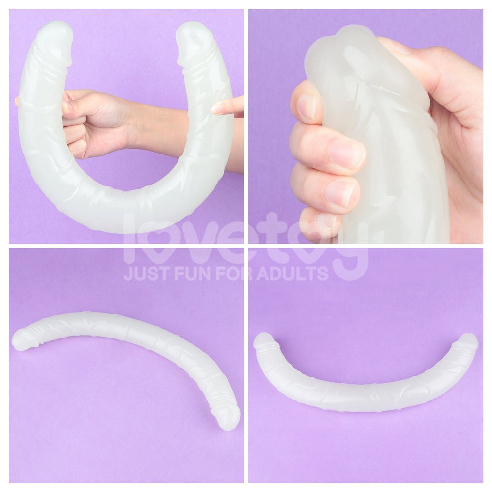 Lumino Play 18.5'' Double Dildo - Glow in the Dark Blue 47 cm Double Dong - Silk and Sin