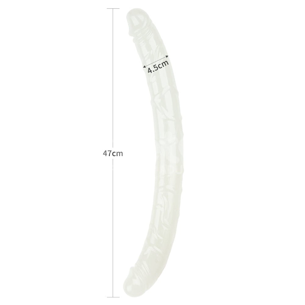Lumino Play 18.5'' Double Dildo - Glow in the Dark Blue 47 cm Double Dong - Silk and Sin