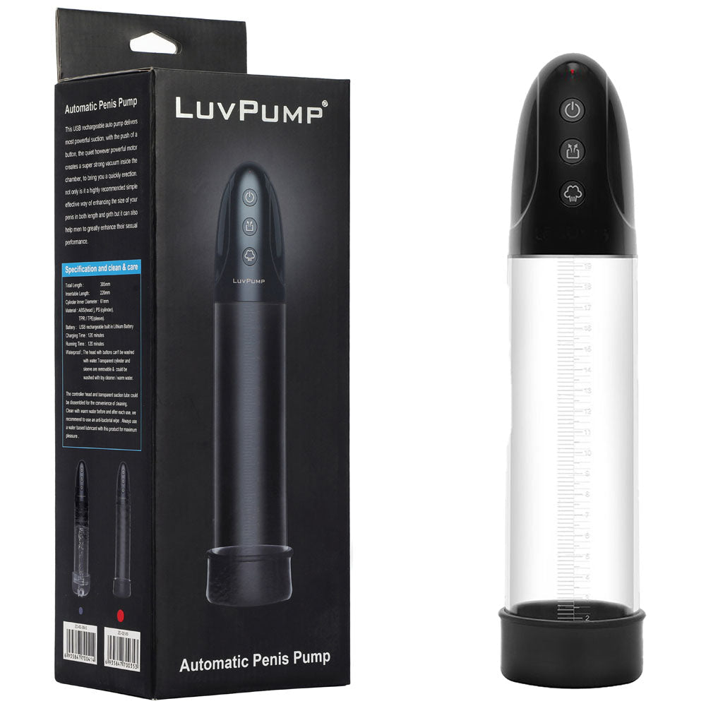 LuvPump Automatic Penis Pump - Clear USB Rechargeable Automatic Penis Pump - silkandsin