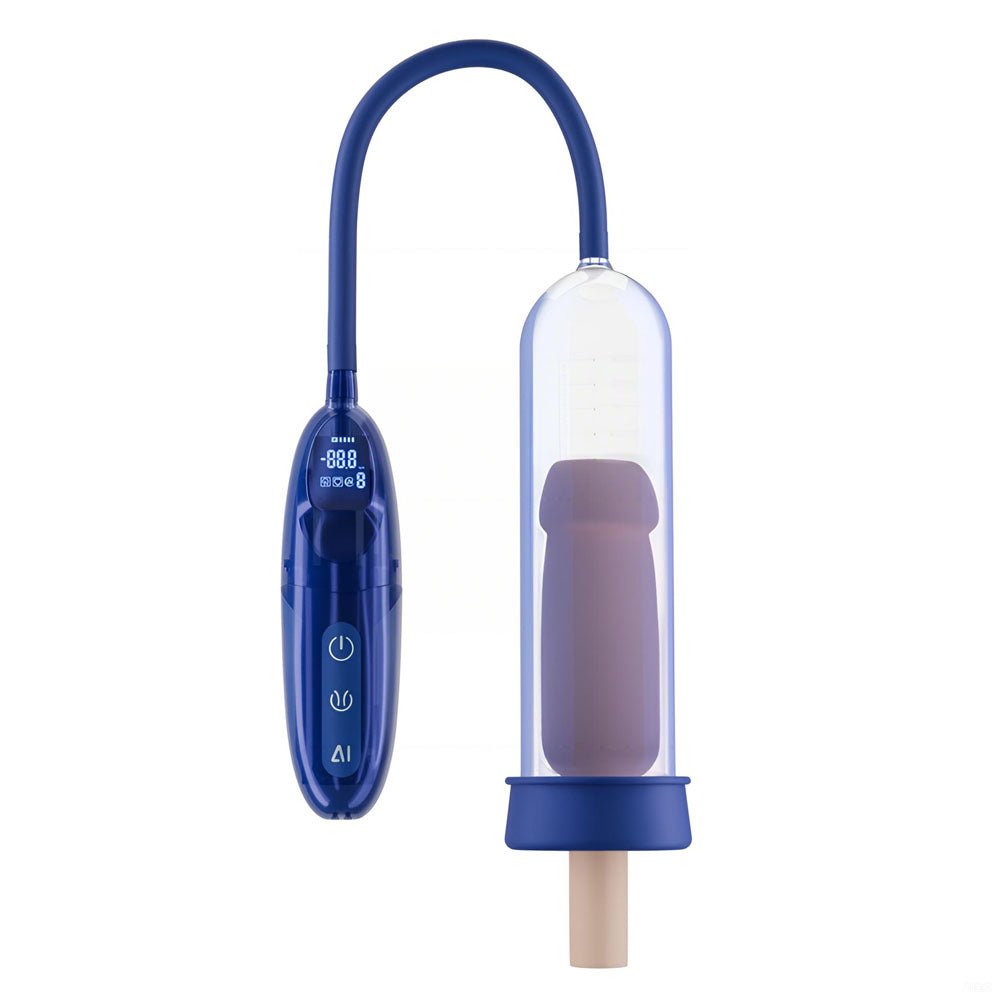LuvPump Bathfun Pro Smart Aqua Penis Pump - Blue USB Rechargeable Waterproof Automatic Penis Pump - silkandsin