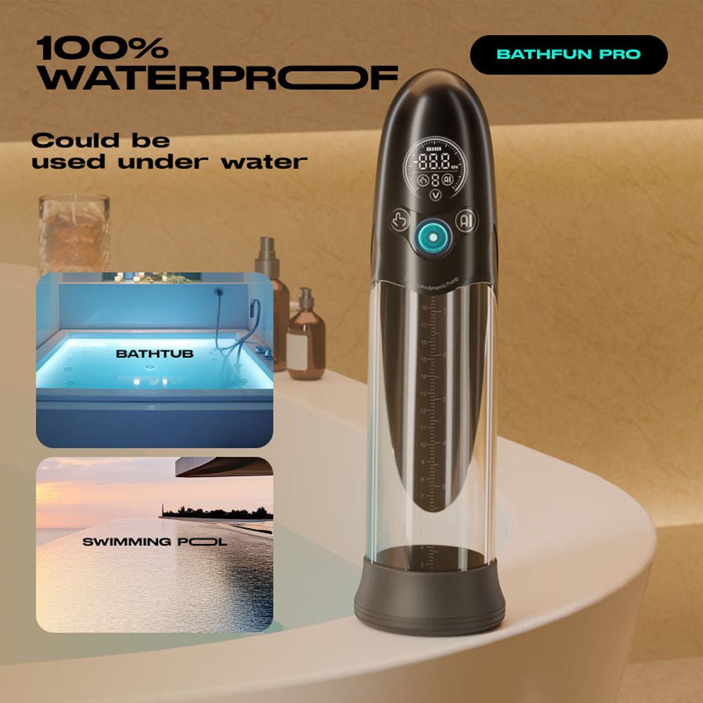 LuvPump Bathfun Pro - USB Rechargeable Waterproof Smart Automatic Penis Pump - silkandsin