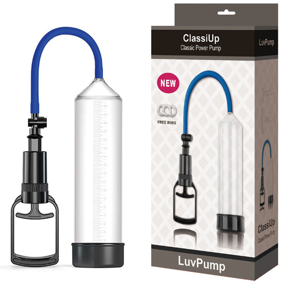LuvPump ClassiUp Classic Power Pump - Large - Clear Penis Pump - silkandsin