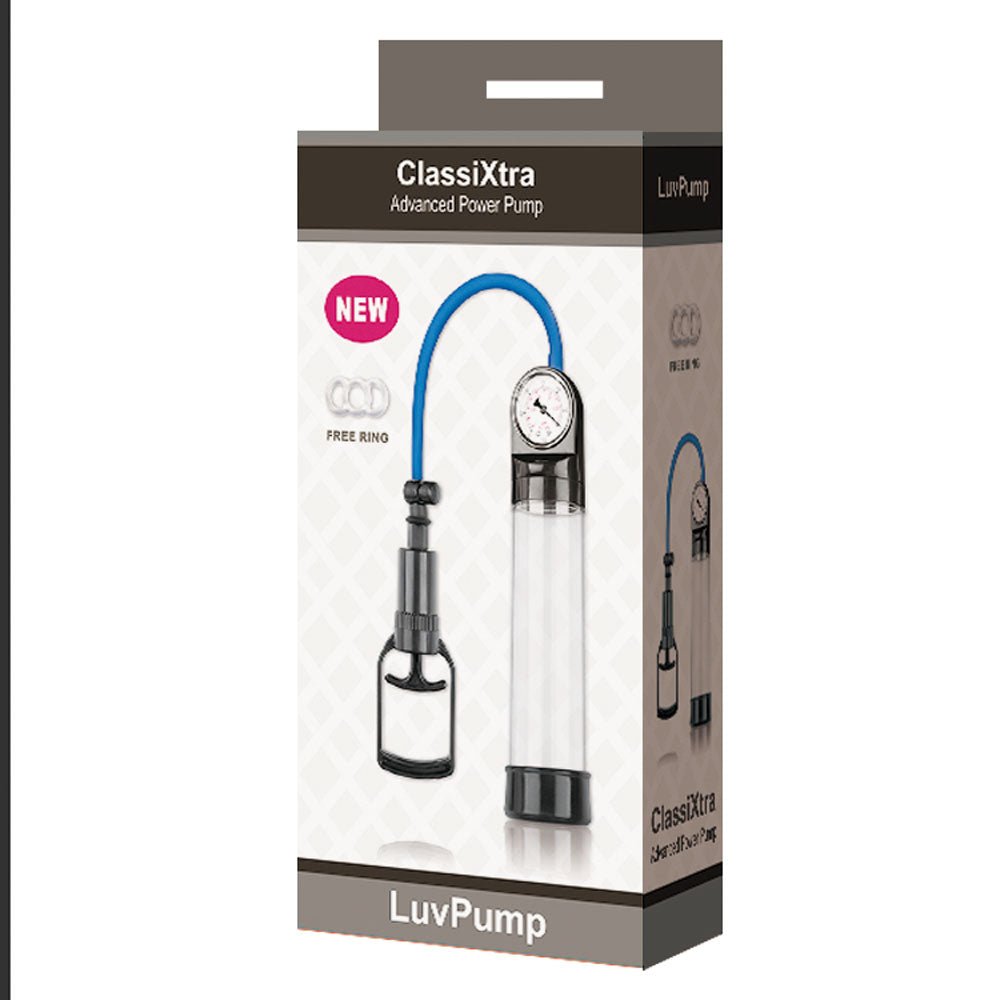 LuvPump ClassiXtra Advanced Power Pump - Clear Penis Pump with Pressure Gauge - silkandsin