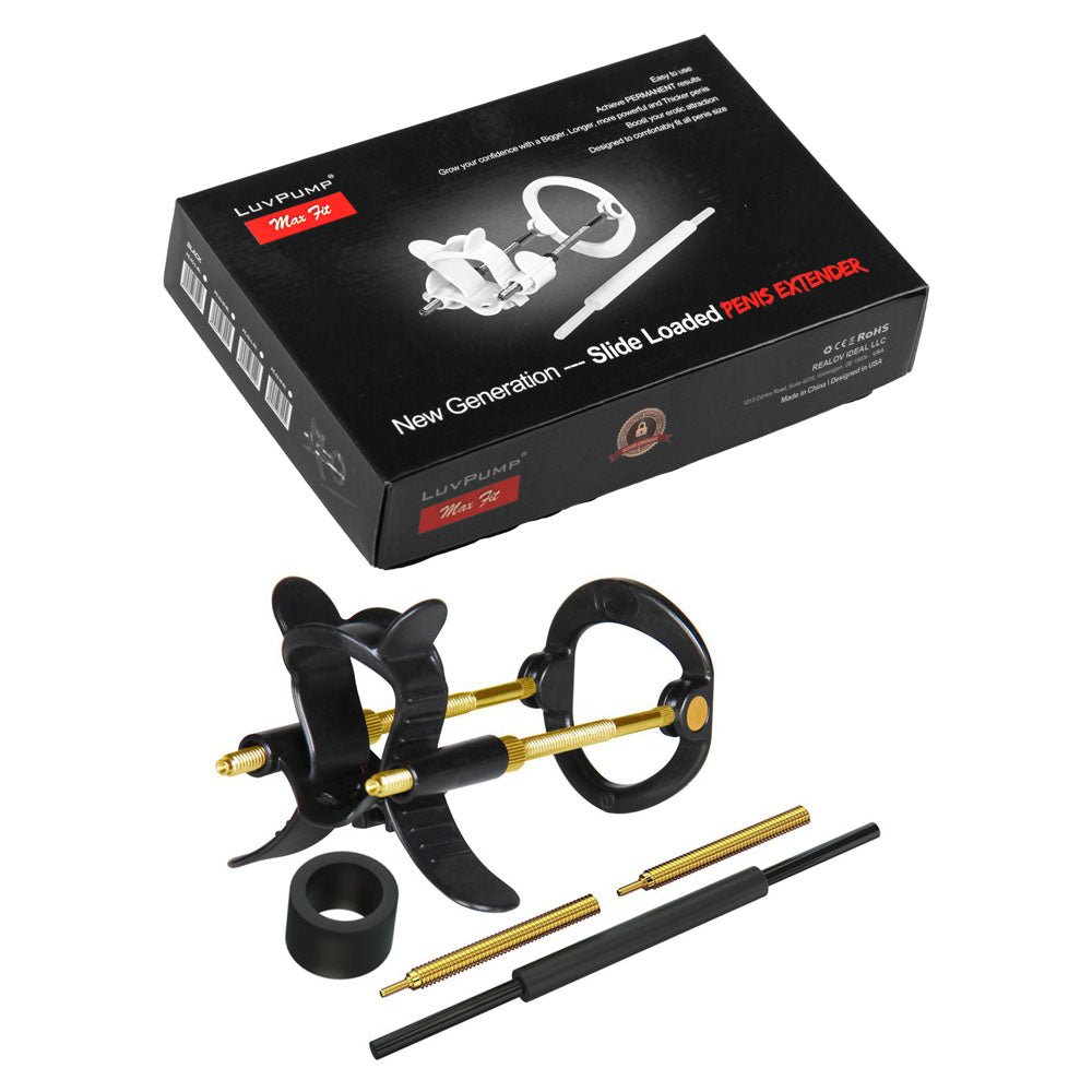LuvPump Max Fit Hybrid Penis Extender - Black - Black Penis Extender Kit - silkandsin