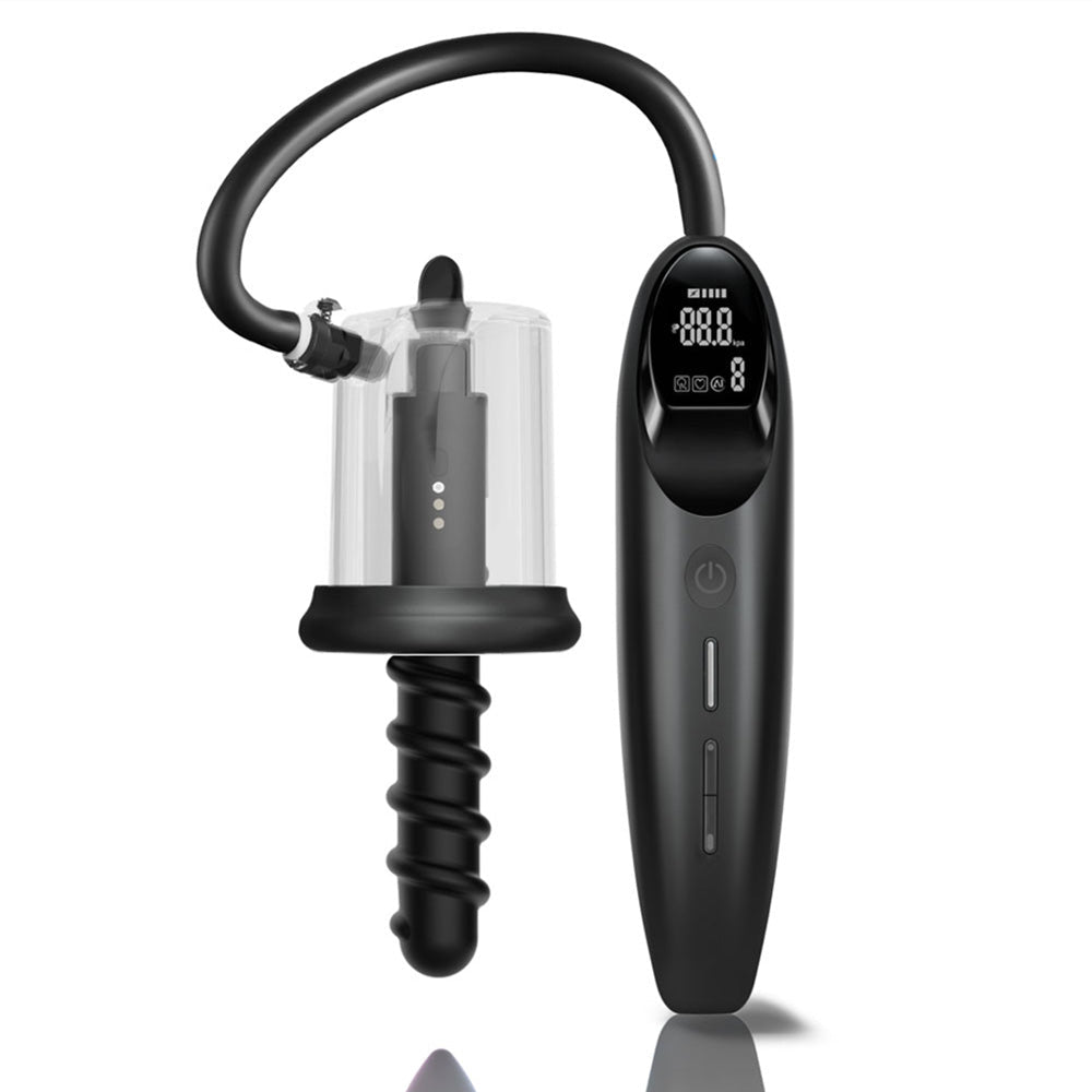 LuvPump RosCup Pro Smart Rosebud Pump - Black USB Rechargeable Anal Pump with Vibrating Probe - silkandsin