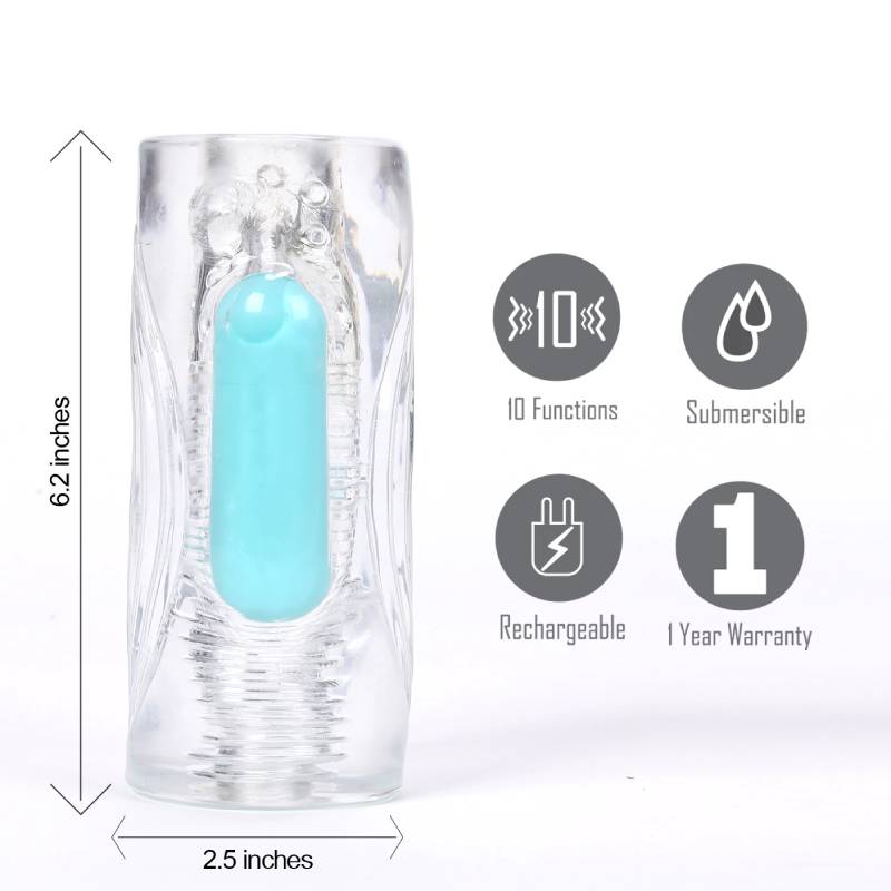 Maia Aster - Clear Vibrating Stroker Sleeve - Silk and Sin