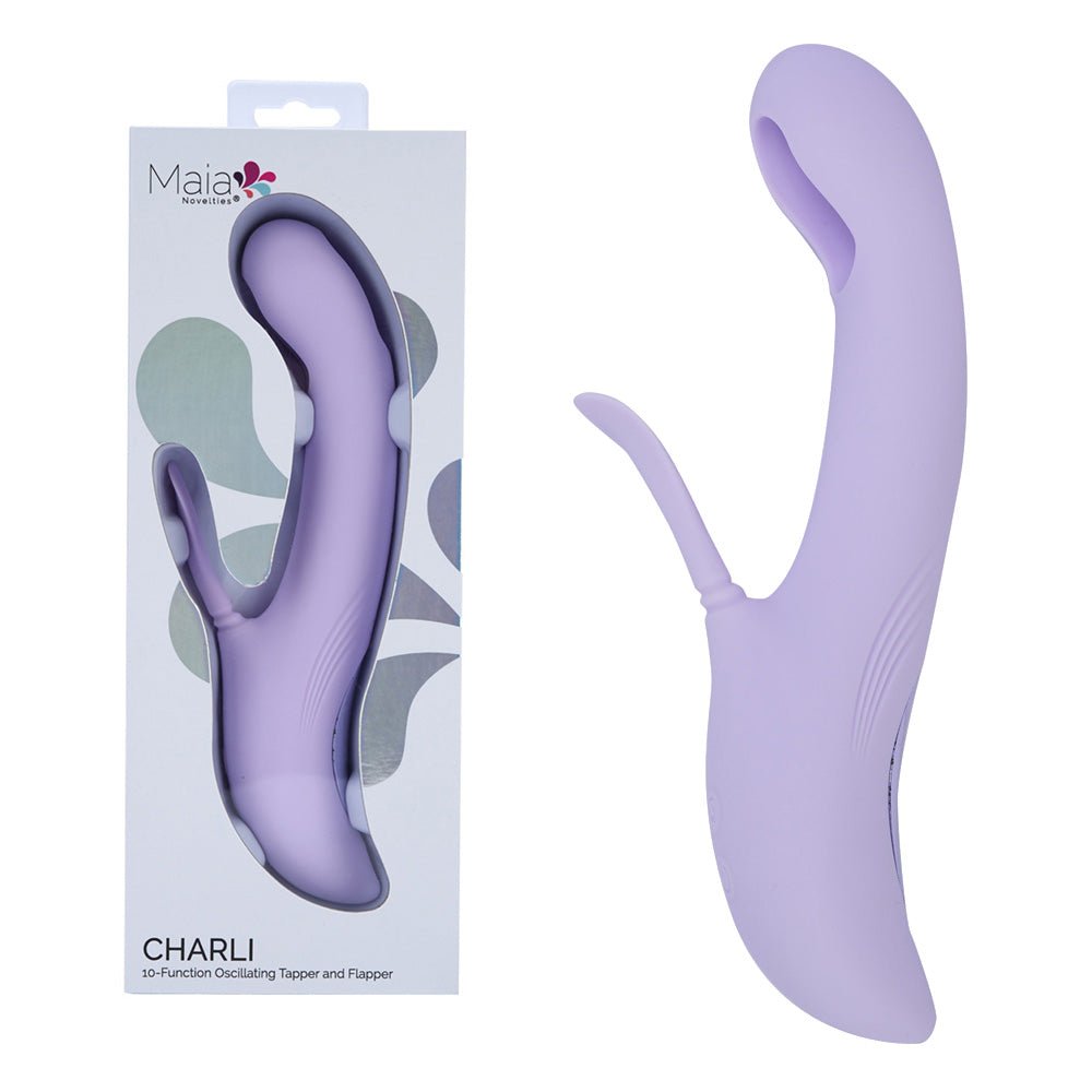 Maia CHARLI - Lavender 22.9 cm USB Rechargeable Flapping & Tapping Rabbit Vibrator - Silk and Sin