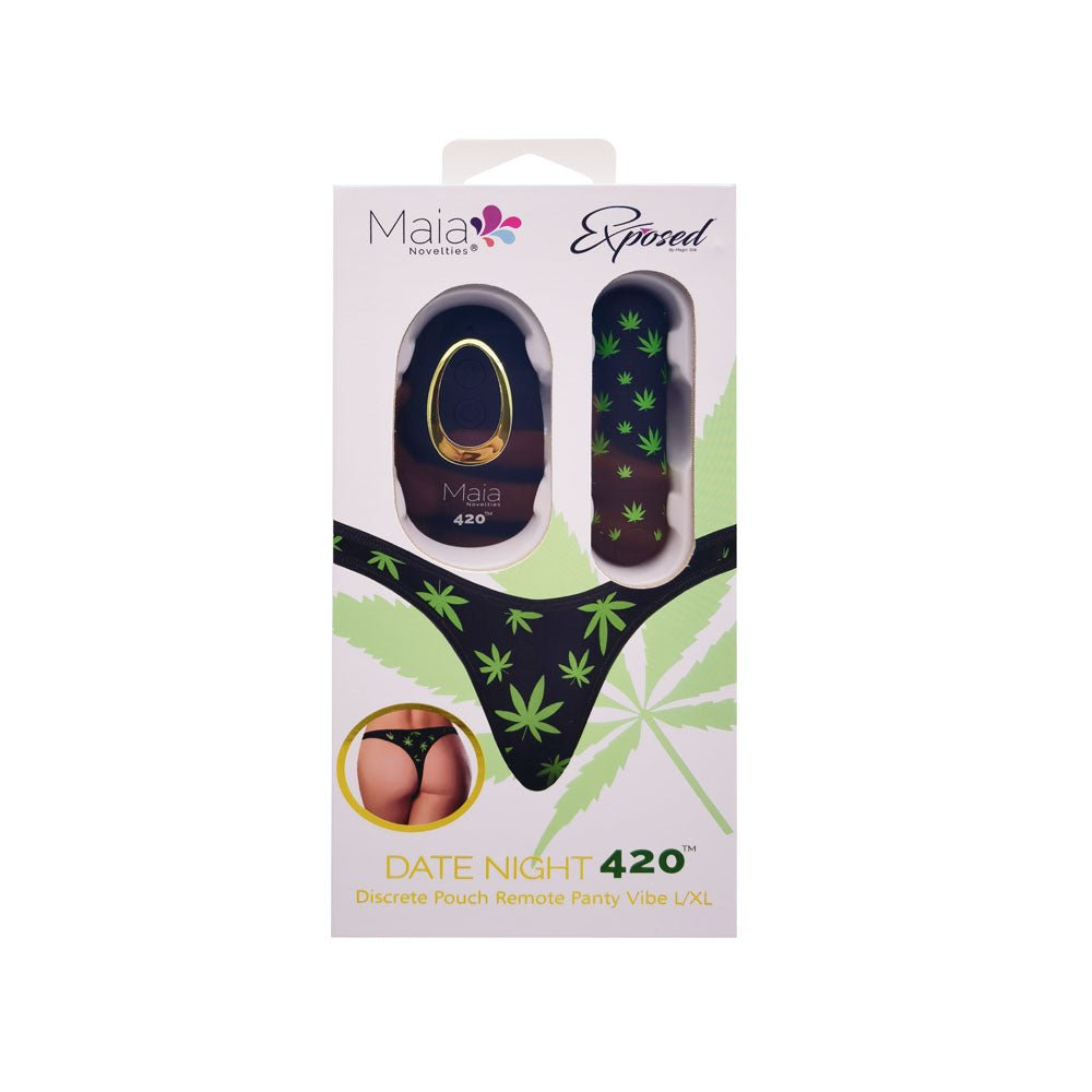Maia DATE NIGHT 420 PANTY VIBE - L/XL - Black L/XL 420 Panty with Black USB Rechargeable Bullet & Remote - silkandsin