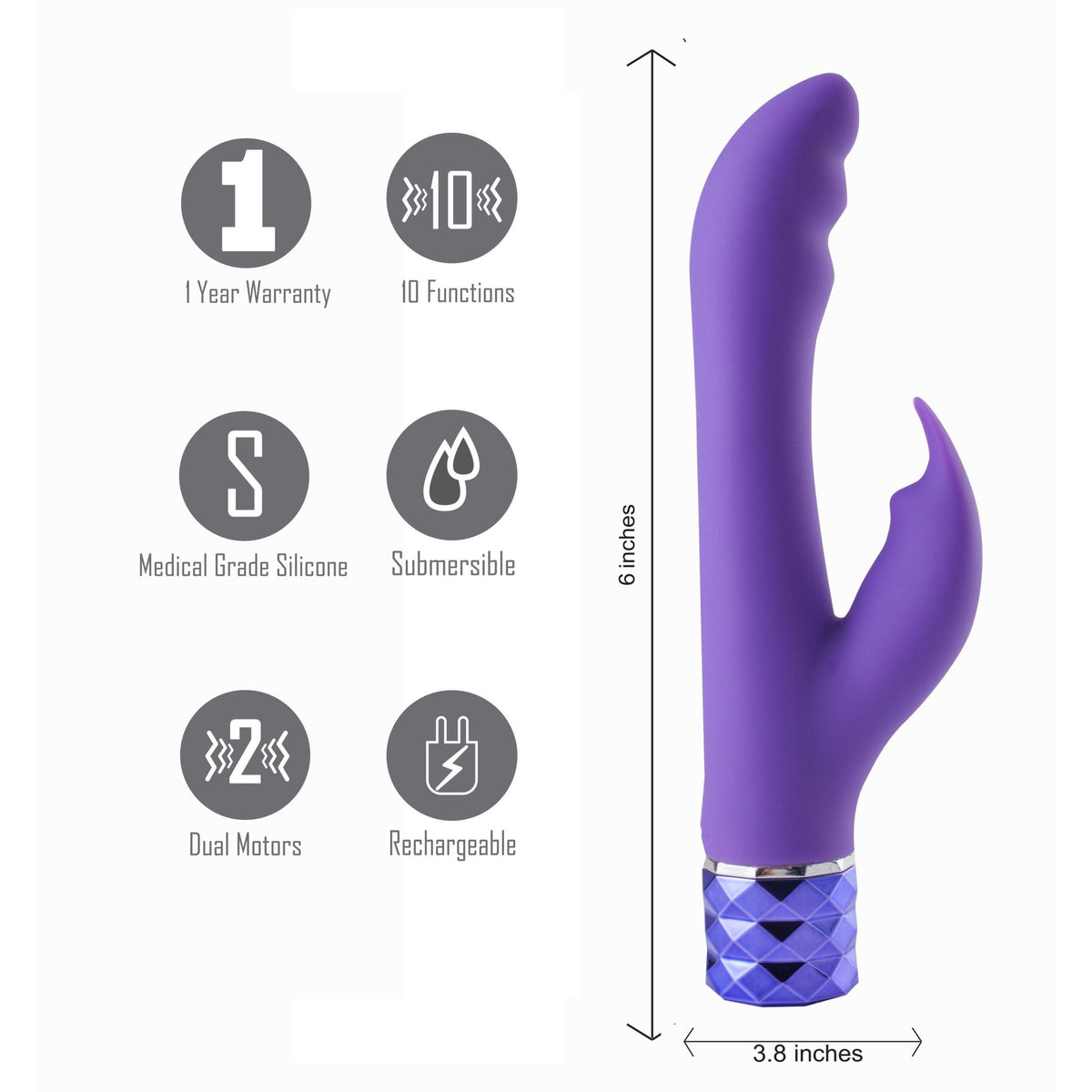 Maia Hailey - Purple 15.2 cm USB Rechargeable Rabbit Vibrator - Silk and Sin