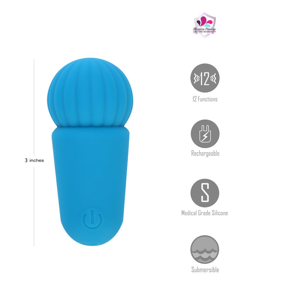Maia INDI - Blue 7.6 cm USB Rechargeable Mini Vibrating Wand - Silk and Sin