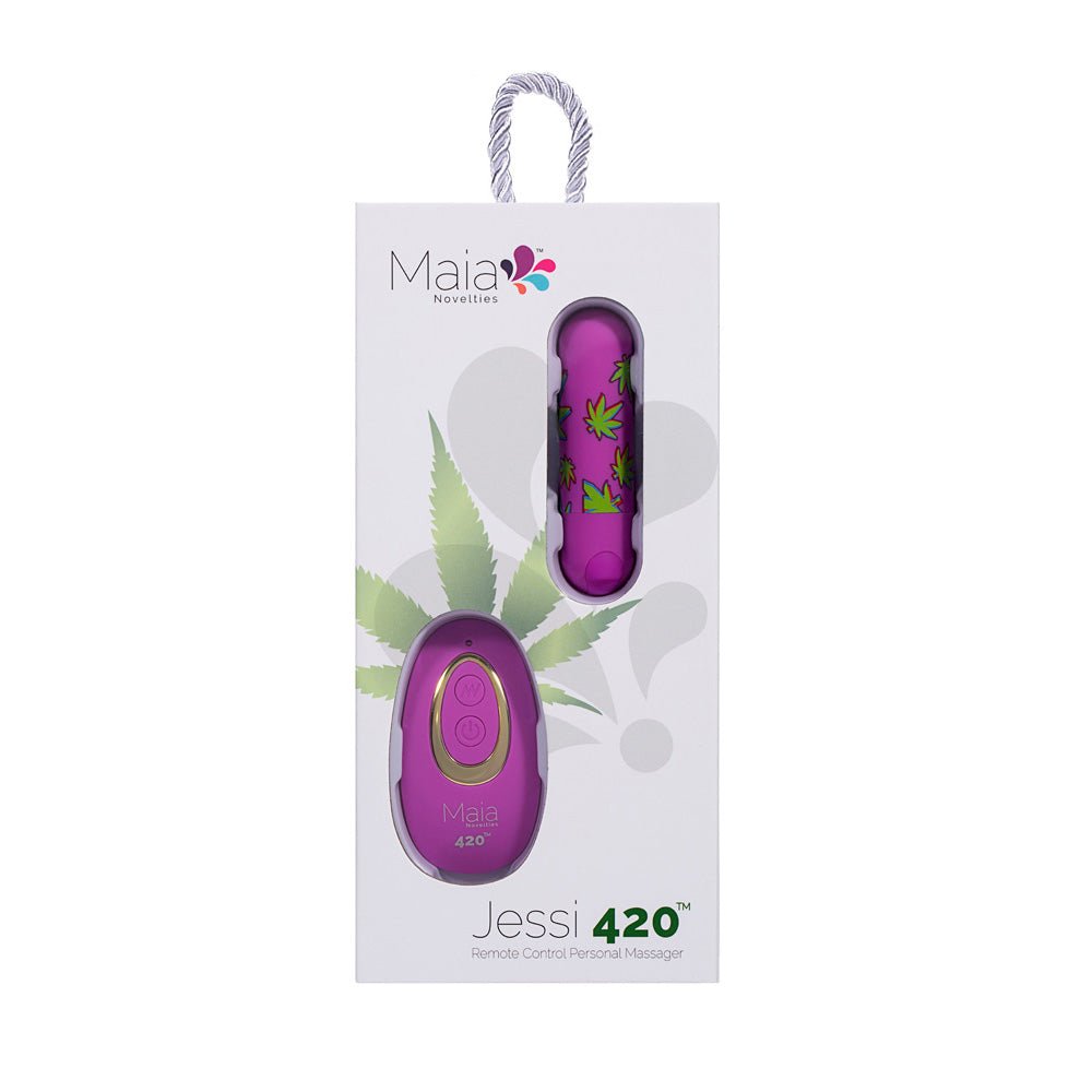 Maia JESSI 420 Remote - Purple 7.6 cm USB Rechargeable Bullet with Wireless Remote - silkandsin