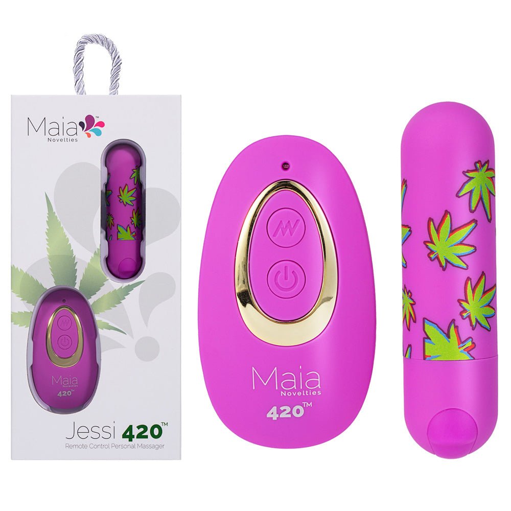 Maia JESSI 420 Remote - Purple 7.6 cm USB Rechargeable Bullet with Wireless Remote - silkandsin