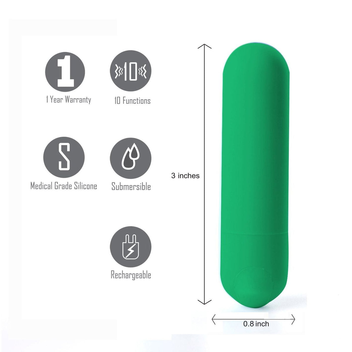 Maia Jessi - Emerald Green 7.6 cm USB Rechargeable Bullet - Silk and Sin