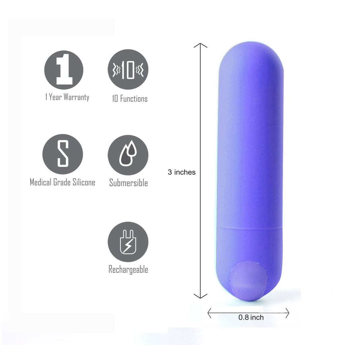Maia Jessi - Purple 7.6 cm USB Rechargeable Bullet - Silk and Sin