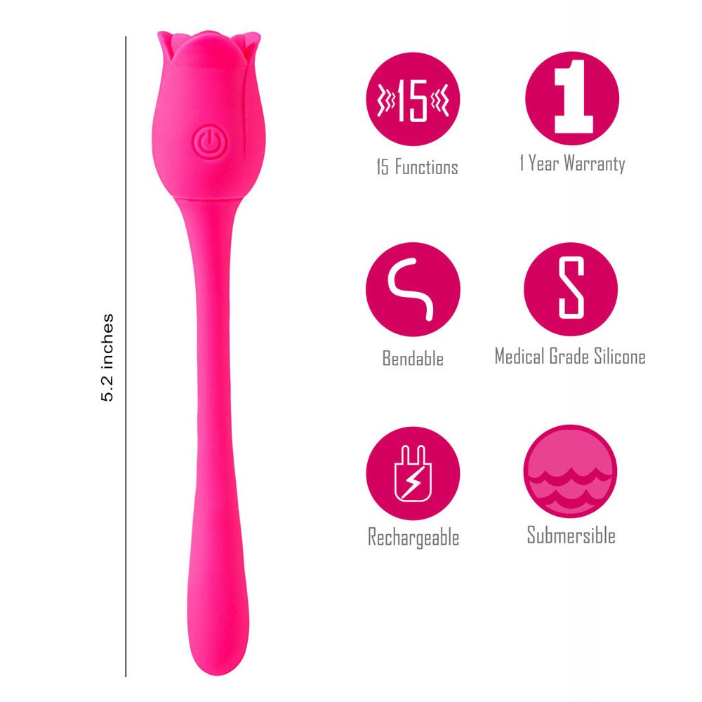 Maia MEADOW - Pink 14 cm USB Rechargeable Flower Stimulator - Silk and Sin