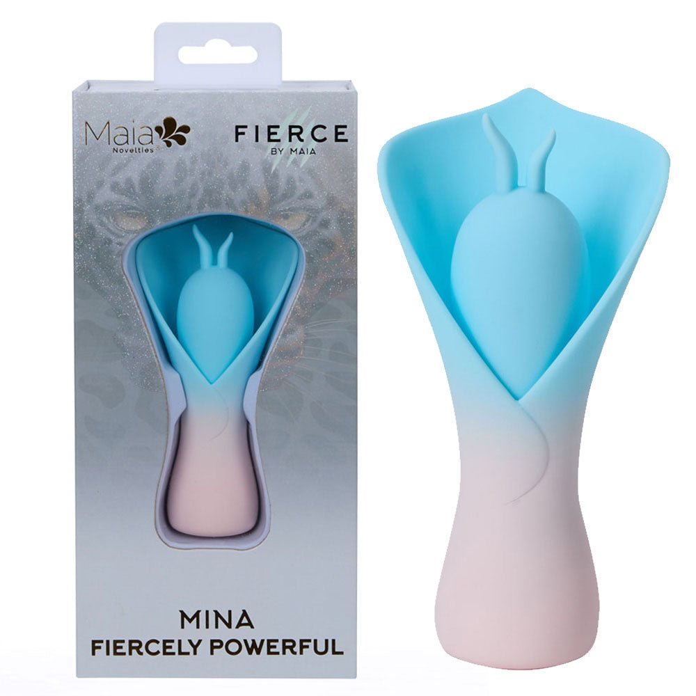 Maia MINA - Blue - Blue/Pink USB Rechargeable Fluttering Flower Stimulator - Silk and Sin