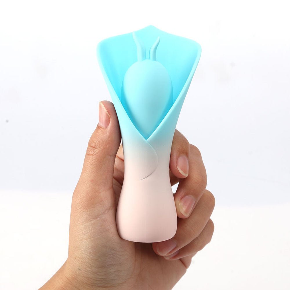Maia MINA - Blue - Blue/Pink USB Rechargeable Fluttering Flower Stimulator - Silk and Sin