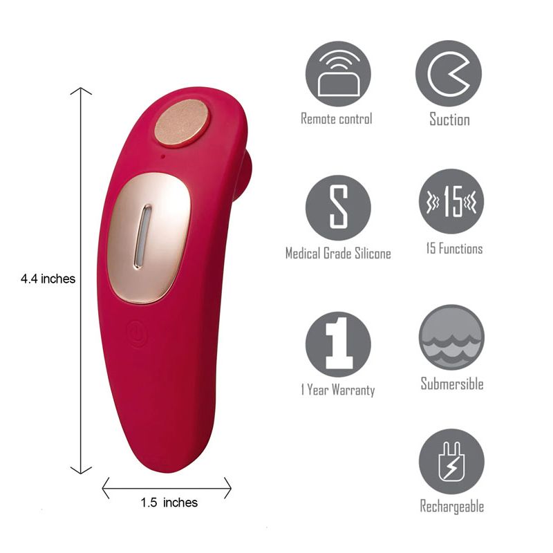 Maia Remi - Red USB Rechargeable Panty Vibe with Suction - Silk and Sin