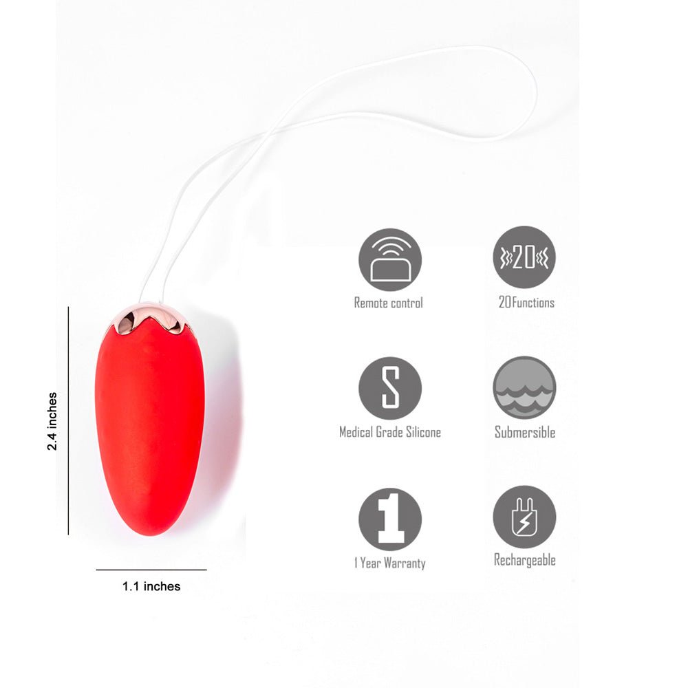 Maia SHORTCAKE - Red USB Rechargeable Vibrating Egg with Wireless Remote - Silk and Sin