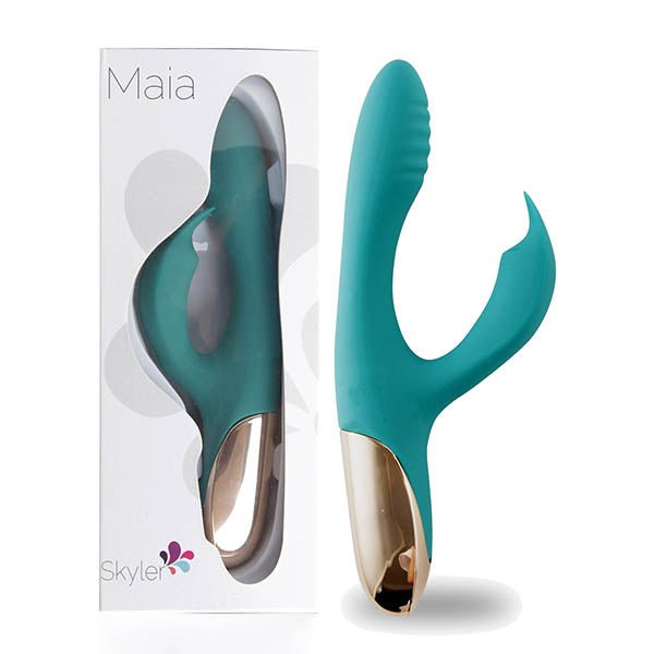 Maia Skyler - Green 21.6 cm USB Rechargeable Bendable Rabbit Vibrator - Silk and Sin