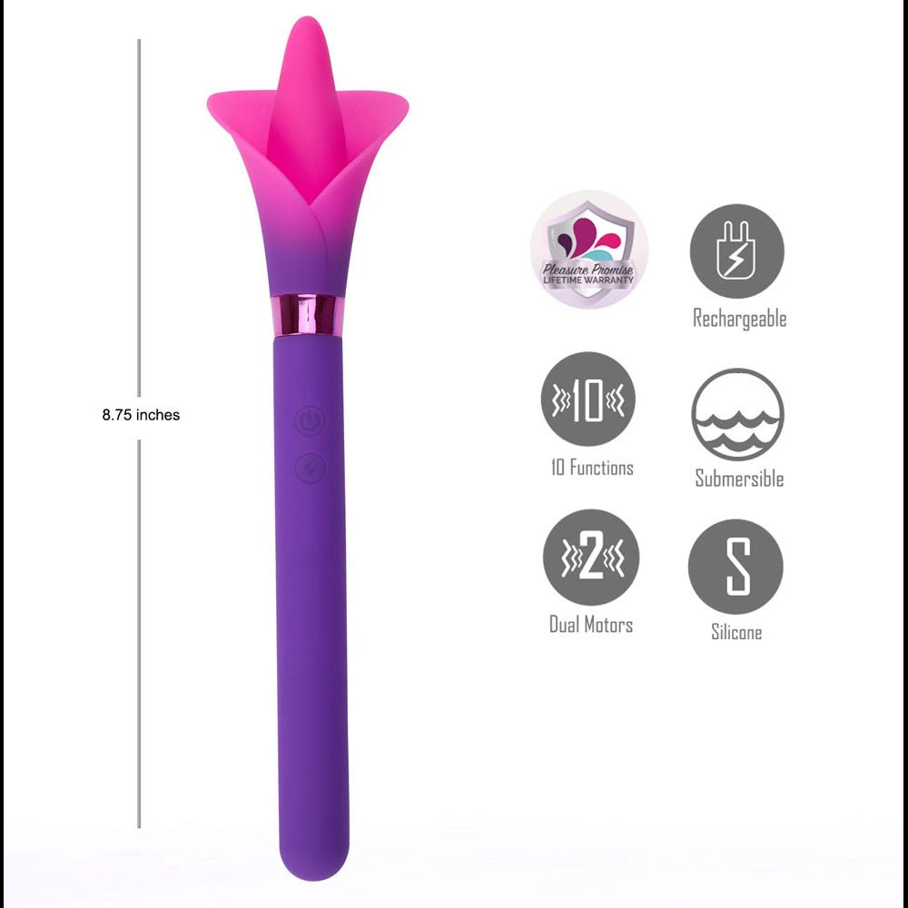 Maia VALA - Purple - Purple/Pink 22.2 cm USB Rechargeable Flower Vibrator - Silk and Sin