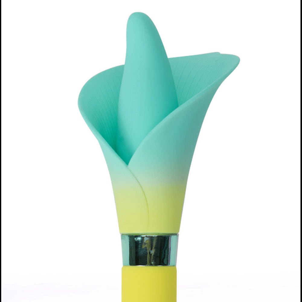 Maia VALA - Yellow - Yellow/Green 22.2 cm USB Rechargeable Flower Vibrator - Silk and Sin